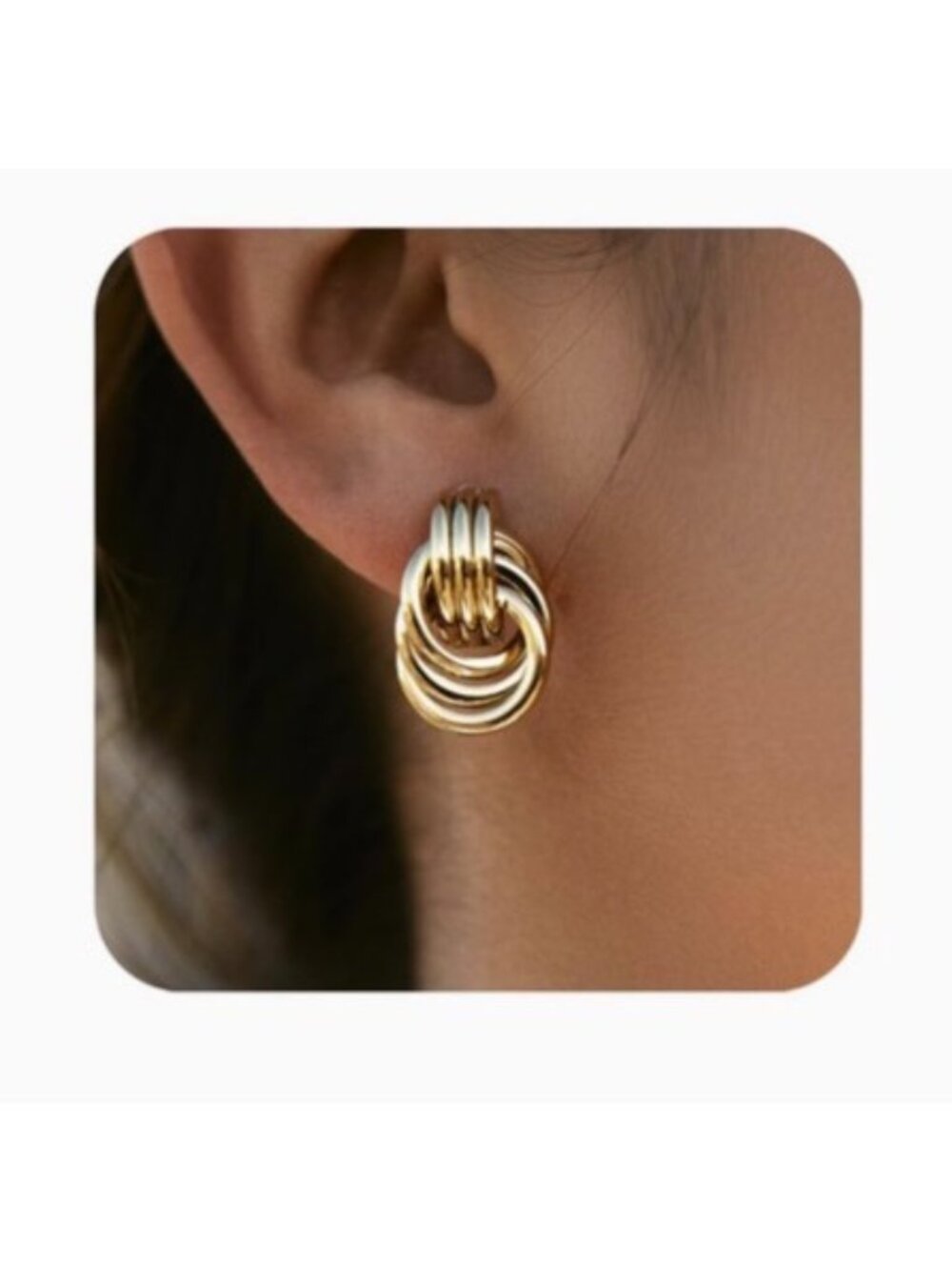 NEW! Gold Plated Chunky Earrings Knot Link Circle Statement Drop Dangle Earrings